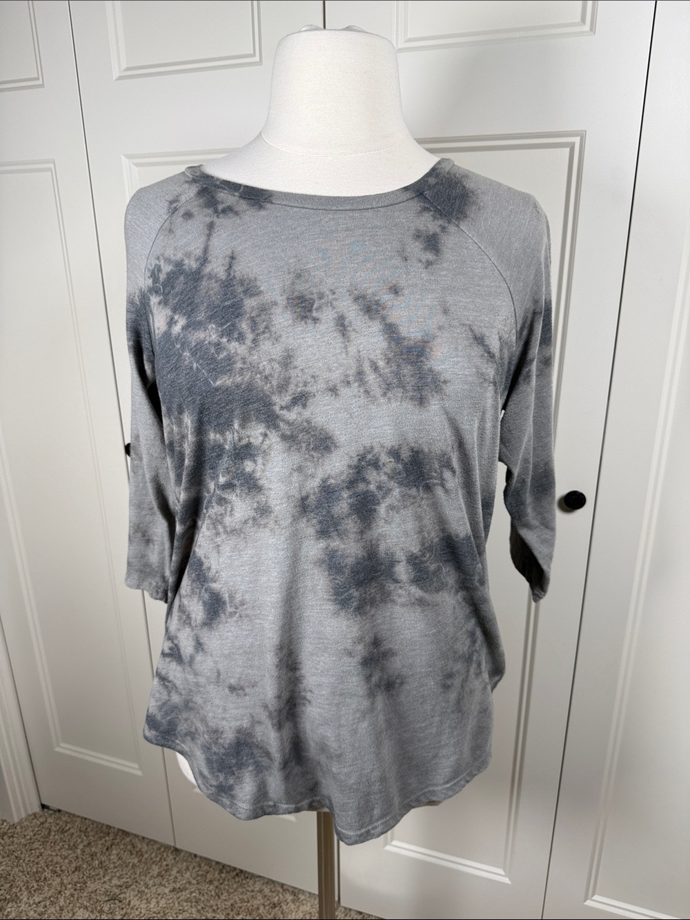 torrid Gray Tie-Dye 3/4 Sleeve Relaxed Tee Size 1X
